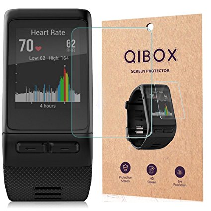 Garmin Vivoactive HR Tempered Glass Screen Protector (3-Pack), QIBOX 9H Hardness Multi-layer Explosion-proof and Anti-Bubble Screen Guard for Garmin Vivoactive HR