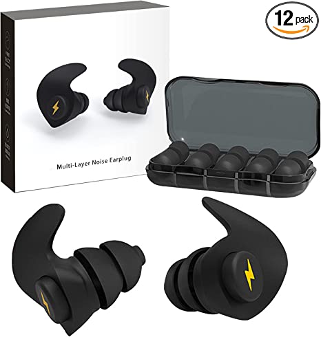 Ear Plugs for Sleeping Noise Cancelling, 6 Pairs Noise Cancelling Ear Plugs, Soft, Reusable Hearing Protection in Flexible Silicone for Sleep, Work, Study, Travel, and All Loud Events, 35dB-Black