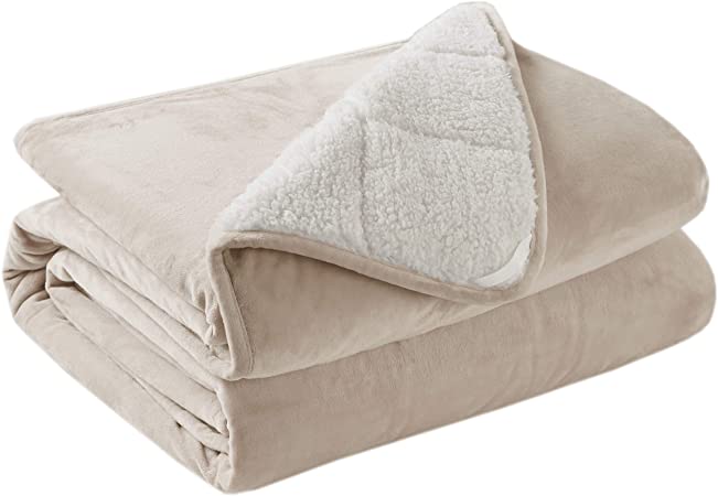 Degrees of Comfort Sherpa Weighted Throw Blanket for Adults | Dual-Sided Fuzzy Soft Sherpa & Velvet Plush Fleece | Soft Weighted Blanket for One Person Use Sofa Lap Twin Bed | 60X80 Sand 15 LBS