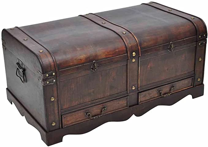 vidaXL Vintage Large Wooden Treasure Chest Brown Pirate Colonial Storage Trunk