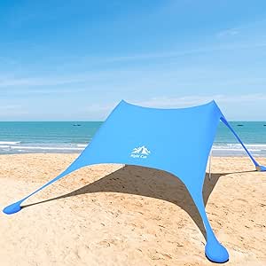 Night Cat Tenda da Spiaggia in Lycra Tendalino Parasole Protezione UV UPF50  con Ancoraggi a Sacco di Sabbia Portatile per Picnic Pesca Campeggio