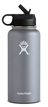 Hydro Flask Double Wall Vacuum Insulated Stainless Steel Sports Water Bottle, Wide Mouth with BPA Free Straw Lid