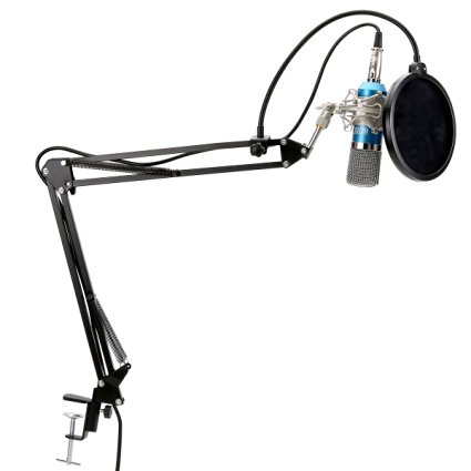 TONOR XRL to 3.5mm Podcasting Studio Recording Condenser Microphone for Computer with Adjustable Microphone Suspension Boom Scissor Arm Stand and Microphone Kits