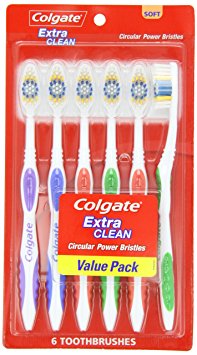 Colgate Extra Clean Toothbrush, Full Head, Soft, 6 Count