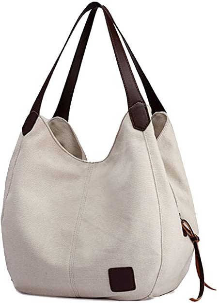 TCHH-DayUp Women's Multi-pocket Shoulder Bag Fashion Cotton Canvas Handbag Tote Purse Canvas Casual Top Handle Handbags