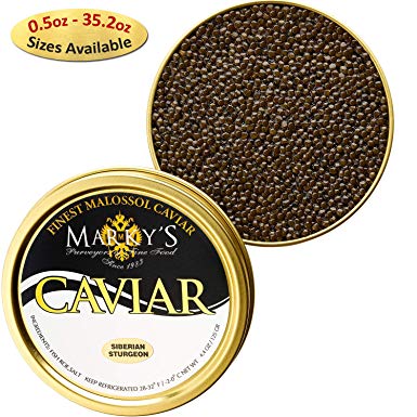 Marky’s Baerri Osetra Siberian Sturgeon Black Caviar - 2 oz - Malossol France Ossetra Black Roe - GUARANTEED OVERNIGHT