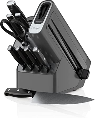 Ninja K12010C Foodi NeverDull Essential 10-Piece Knife System with Built-in Sharpener, High Carbon Steel