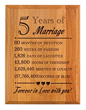 5th Wedding Anniversary Gifts Forever in Love with You Wood Anniversary Gifts 7x9 Oak Wood Engraved Plaque Wood