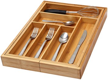 YBM HOME & KITCHEN 6-Compartment Kitchen Utensil, Flatware, Cutlery Drawer Organizer Tray Size 18"Lx12"Wx2"H #341