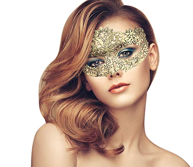 duoduodesign Exquisite High-end Lace Masquerade Mask (Gold/Gorgeous Princess)
