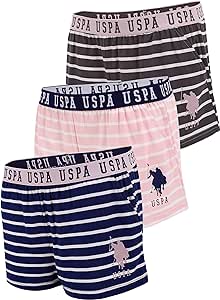 U.S. Polo Assn. Womens 3 Pack Elastic Waistband Pajama Sleep-Lounge