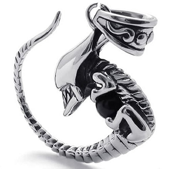 KONOV Alien Dragon Stainless Steel Tribal Biker Mens Necklace Pendant, 24 inch Chain