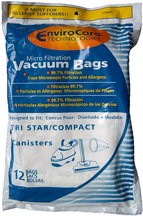 Micro Filtration Vacuum Bags for Tri Star/Compact (12 Bags)[738EC]