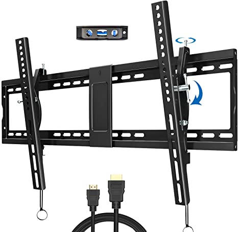 JUSTSTONE Tilt TV Wall Mount Bracket for 40-90 Inches LED, Plasma Flat Screen Curved TVs, TV Mount with VESA 800x400mm, Fits 16", 24" Studs and Loading Capacity 165 lbs, Low Profile and Space Save