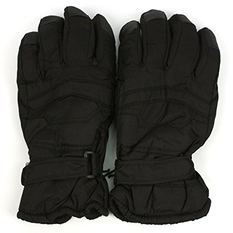 Men's Winter Thinsulate 3M Snow Grip Ski Hook&Loop Wrist Cover Gloves Black