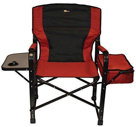 Faulkner 49582 El Capitan Folding Director Chair with Tray and Cooler Bag, Burgundy/Black