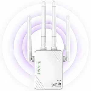 WiFi Extender, 2024 New WiFi Repeater, WiFi Amplifier 1200Mbps, 5GHz and 2.4GHz Home Dual Band WiFi Booster, Up to 4,000 Sq Ft and 45 Devices, Repeater/Router/Ap Mode, Quick Setup, UK Plugs