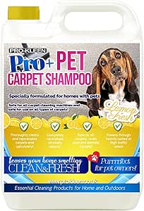 Pro-Kleen Pro  Carpet Shampoo and Upholstery Cleaning Solution – Removes Pet Deposits & Odours - 4 in 1 Concentrate – Suitable for all Machines 5L (Lemon Fresh)