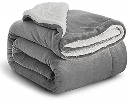 BEDSURE Sherpa Fleece Blanket Throw Size Grey Plush Throw Blanket Fuzzy Soft Blanket Microfiber
