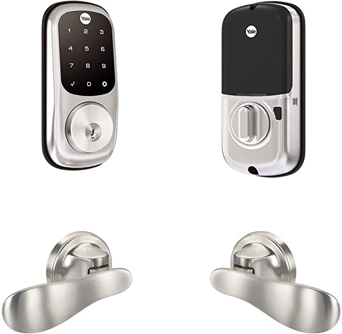 Yale Security B-YRD226-ZW-NV-619 Yale Assure Lock Z-Wave Navis Paddle-Works with Ring Alarm, Smartthings, and Wink Smart Touchscreen Deadbolt with Matching Lever, Satin Nickel