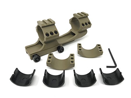 Green Blob Outdoors (Dark Earth 30 mm with 1" Inserts) Cantilever Dual Ring Scope Mount DE, FDE, Tan for Nikon, Leupold, Burris