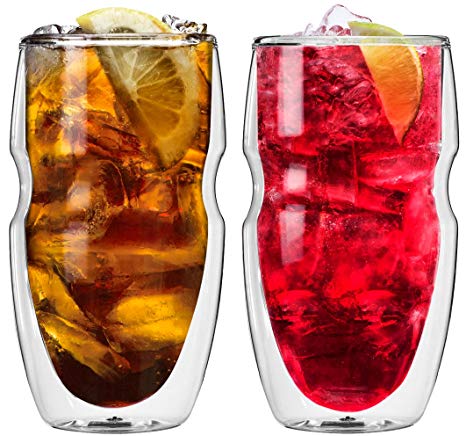 Ozeri Serafino Double Wall Insulated Iced Tea and Coffee Glasses, 16-Ounce, Set of 2