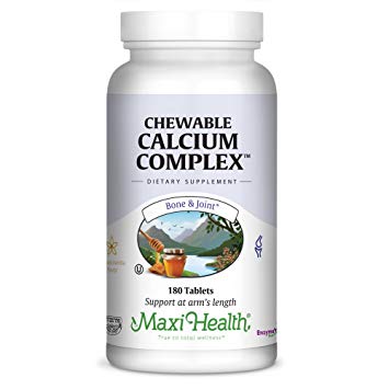 Maxi Health Chewable Calcium Complex - Support Healthy Bones - Vanilla Flavor - 180 Chewies - Kosher