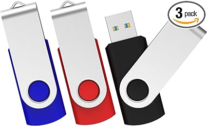 Aiibe 128GB Flash Drive 3.0 3 Pack 128GB USB 3.0 Flash Drive Thumb Drive USB Drive 128GB Jump Drive Memory Stick 128GB Flash Drives (128G, 3 Mixed Colors: Black Blue Red)