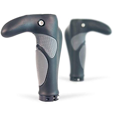 PRUNUS Bike Grips Rubber Ergonomic Antislip Handlebar Grips for MTB Bicycle Mountain(Black Gray)