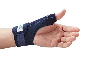 Actesso Blue Thumb Support Brace Spica - Splint Helps Relieve Thumb Pain & Injury, Tendonitis of the Wrist, De Quervain's, and Sprains. Left or Right Available (Left hand)