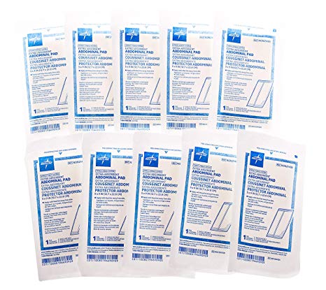 100 Medline Sterile Abdominal Pads, NON21450H, 5 inch x 9 inch ABD Pads (100 Pack)