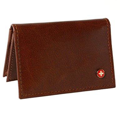 Alpine Swiss Genuine Leather Thin Business Card Case Minimalist Wallet