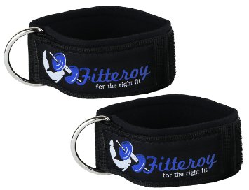 Padded Ankle Straps Pair for Lower Body Exercise and Weight Training -Use with Cable Machines and Resistance Bands