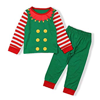 AR-LLOYD Unisex Baby Stripe Pajamas Sets Toddler Girl Boy Elf Long Sleeve T-Shirt   Long Pants Sleepwear Outfits