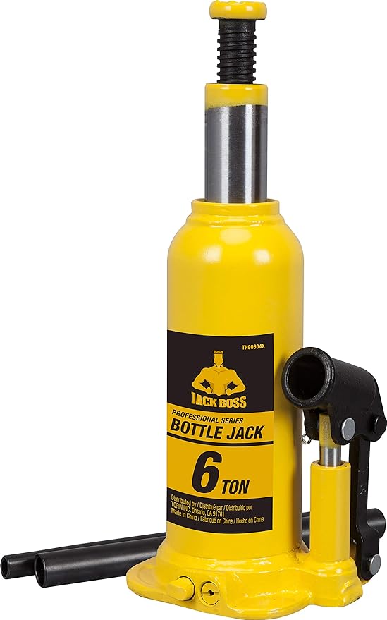 Torin TH90604X JackBoss Hydraulic Welded Bottle Jack: 6 Ton (12,000 lb) Capacity, Yellow