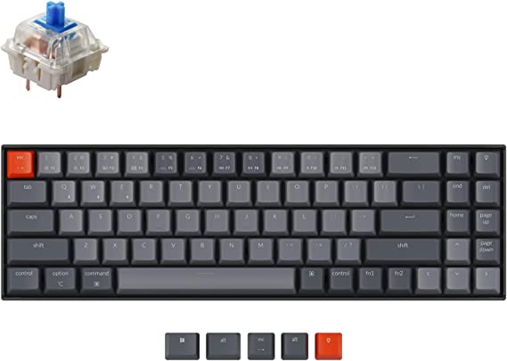 Keychron K14 70% Layout 72 Keys Bluetooth Wireless/USB Wired Mechanical Gaming Keyboard for Mac with Gateron G Pro Blue Switch/Multitasking/White LED Backlight Computer Keyboard for Windows Laptop