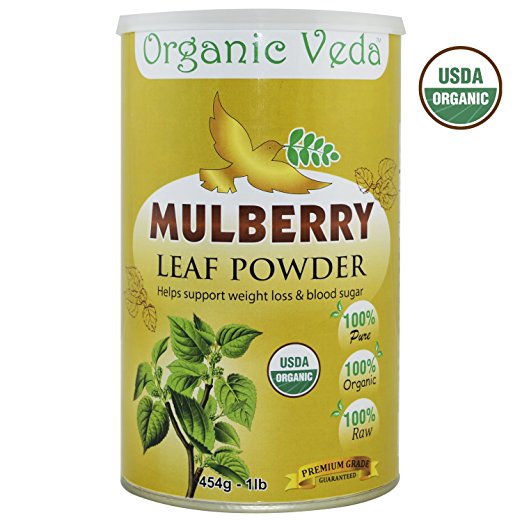 Organic Mulberry Leaf Powder 1 Lb. ★ USDA Certified Organic ★ 100% Pure and Natural Raw Super Food Supplement. Non GMO, Gluten FREE. All Natural!
