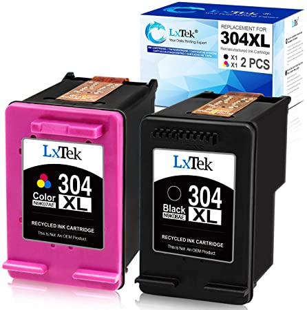 LxTek Remanufactured for HP 304 304XL Ink Cartridges for HP Envy 5010 5020 5030 5032 Deskjet 2620 2622 2630 2632 2633 2634 3720 3730 3733 3735 3750 3760 3762 3764 (1 Black, 1 Colour)