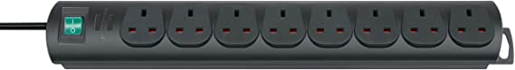 Brennenstuhl 1153303128 Primera-Line 8-Way Extension Socket with 2m Cable - Black