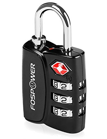 Luggage Locks TSA Approved, FosPower Open Alert Indicator 3 Digit Combination Padlock with Alloy Body for Travel Bag, Suitcase, Lockers, Gym, Bike Locks or Other