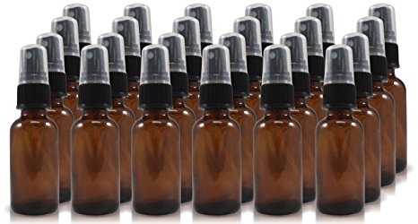 1oz Amber Glass Spray Bottle (24 pack) Amber Glass 1oz Atomizer Bottles, Refillable Glass Atomizer Spray Bottles (24 Pack)