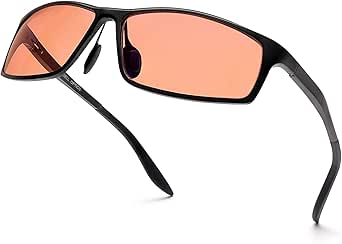 BRADDELL OPTICS FL-41 Rose Tinted Blue Light Glasses for Migraine Light Sensitivity, Eyestrain and Fluorescent LED Glare (Aluminum Metal)