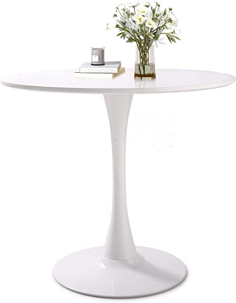 JAXPETY White Tulip Table Mid-Century Dining Table 31.5" Round Dining Table for Living Room Kitchen Coffee Shop Home Office