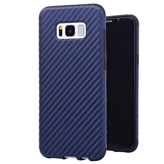 Dejavux Galaxy S8 Plus Case Carbon Fiber Style Pattern Soft TPU Cover Shock Absorbing Shockproof Protective Case for Samsung Galaxy S8 Plus (Blue)