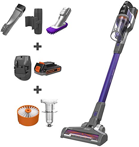 BLACK DECKER BSV2020P POWERSERIES Extreme Pet Cordless Stick Vacuum Cleaner, Purple