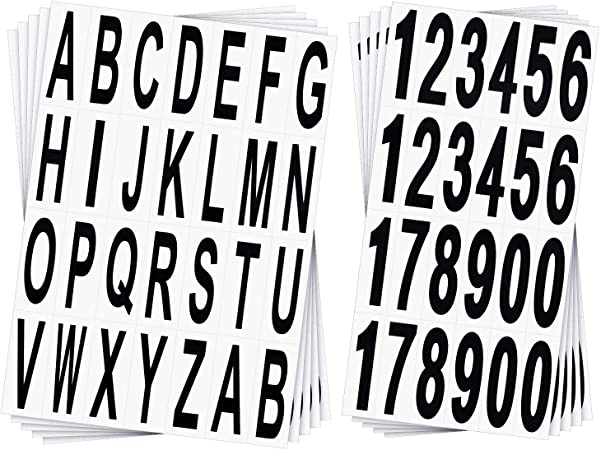 10 Sheet Mailbox Numbers and Letters Self-Adhesive Black and White Vinyl Number Stickers Letter Decals Sticky for Outside Sign Window Door Car Truck Home Business House Address, 3 Inch