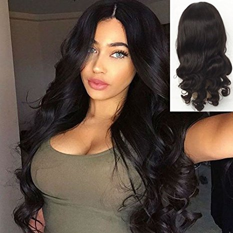 JYL Hair 360 Lace Frontal Wig Pre Plucked Hairline Bleached Knots Brazilian Virgin Hair Loose Wave Human Hair Lace Wigs Glueless 150% Density with Baby Hair for Black Women (14'' 150%, Natural Color)
