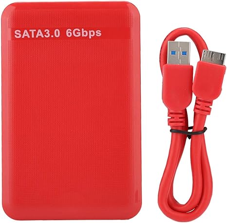 Qiilu External Hard Drive Enclosure 1Tb External Hard Drive Cover ABS 2.5Inch Usb3.0 Sata3.0 High Speed 6Gbps Mobile Hard Disk Enclosure Supports 6Tb Uasp Acceleration (Red)