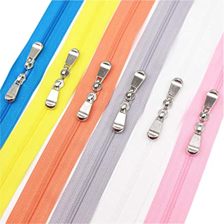 Meillia 6PCS 60 Inch #3 Double Slider Zippers Closed End Nylon Coil Zippers for Sewing, Crafts, Bags, Pillowcases, Bed Sacks, Decorating (60" 6 Colors)