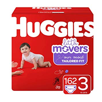 HUGGIES Little Movers Diapers, Size 3 (16-28 lb.), 162 Ct, Economy Plus Pack (Packaging May Vary)